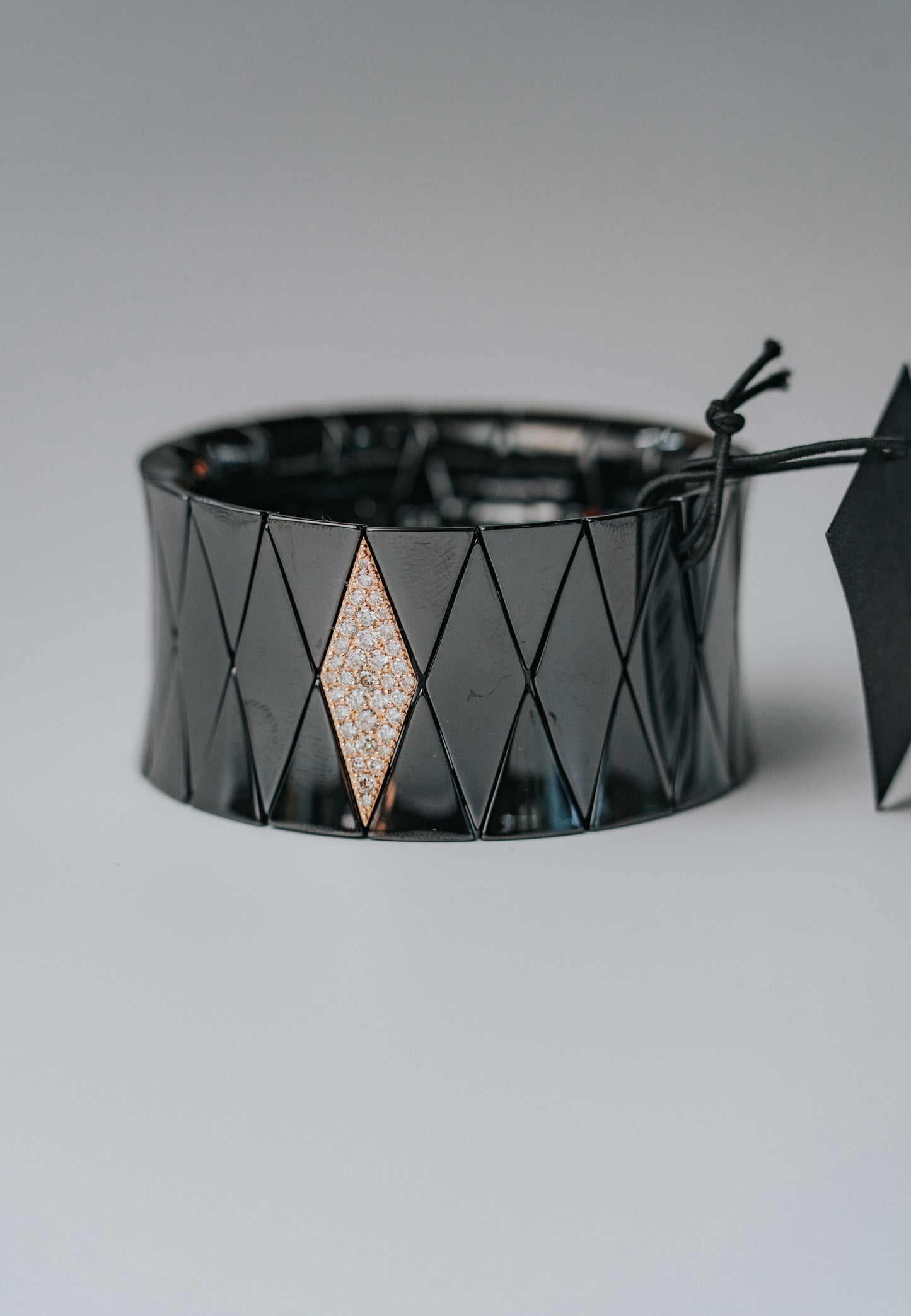 Bracciale Roberto Demeglio in ceramica, oro rosa e diamanti brown