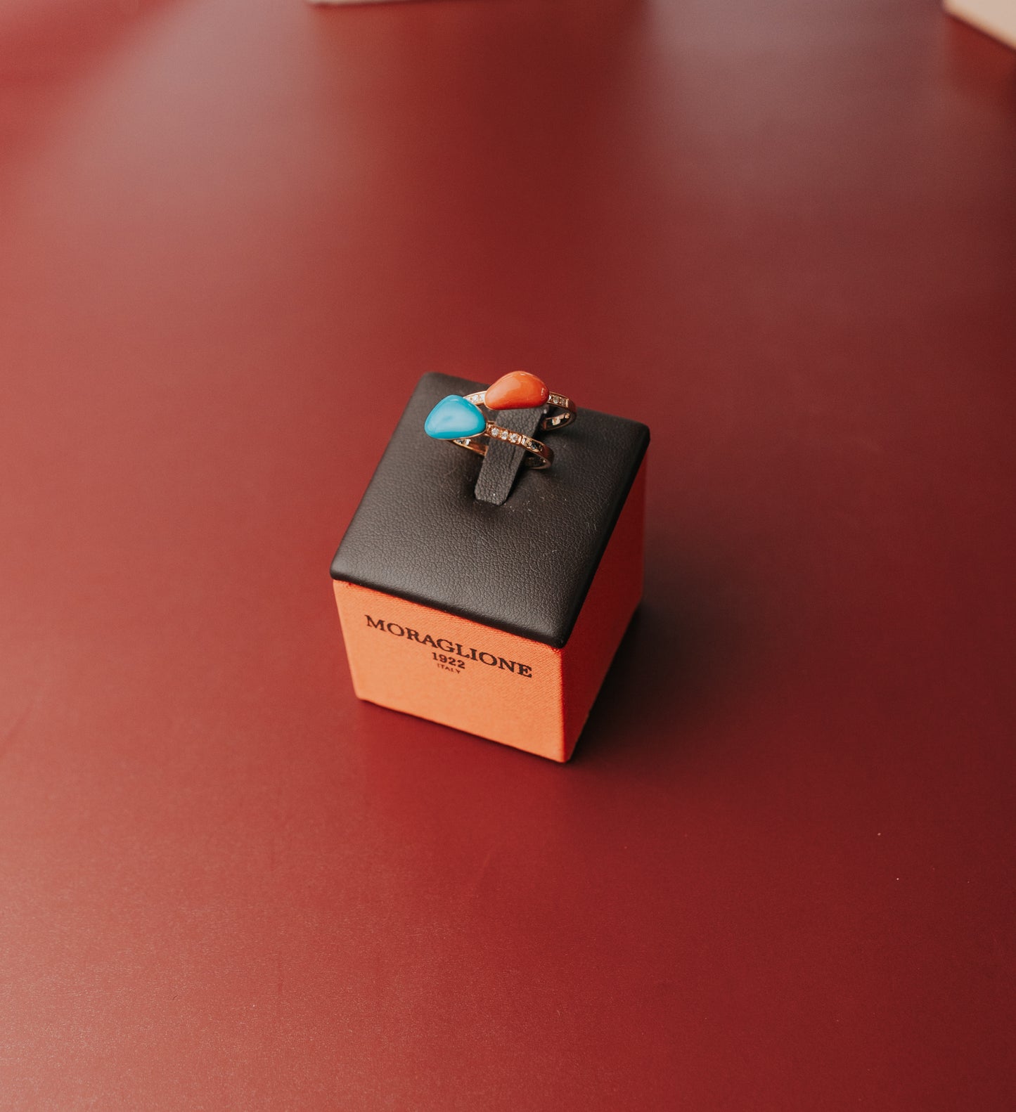 Anello Moraglione in oro rosa e turchese
