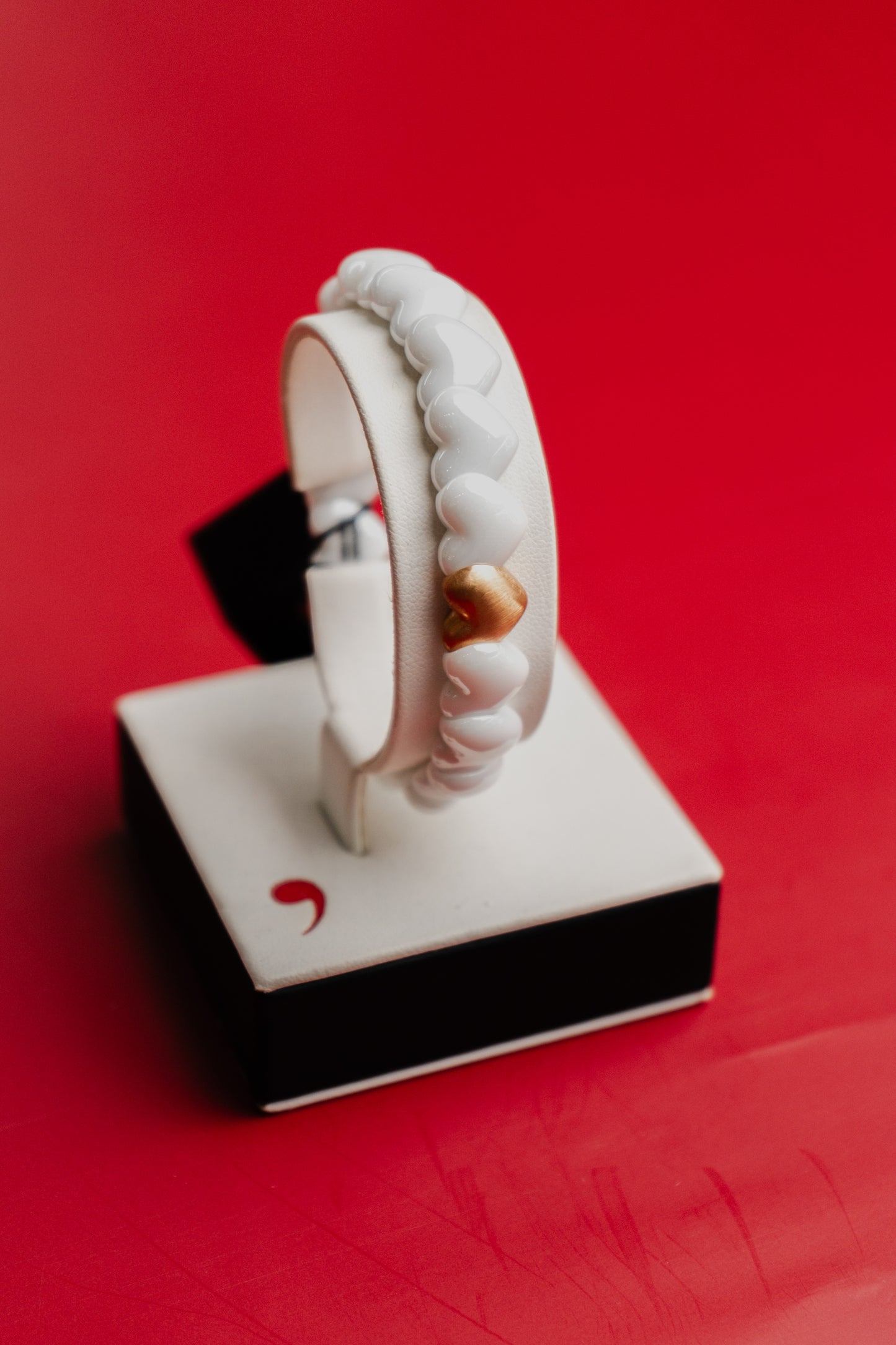 Bracciale Roberto Demeglio in ceramica bianca e oro rosa