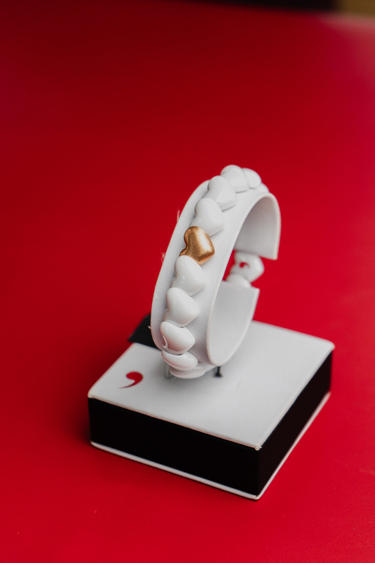 Bracciale Roberto Demeglio in ceramica bianca e oro rosa