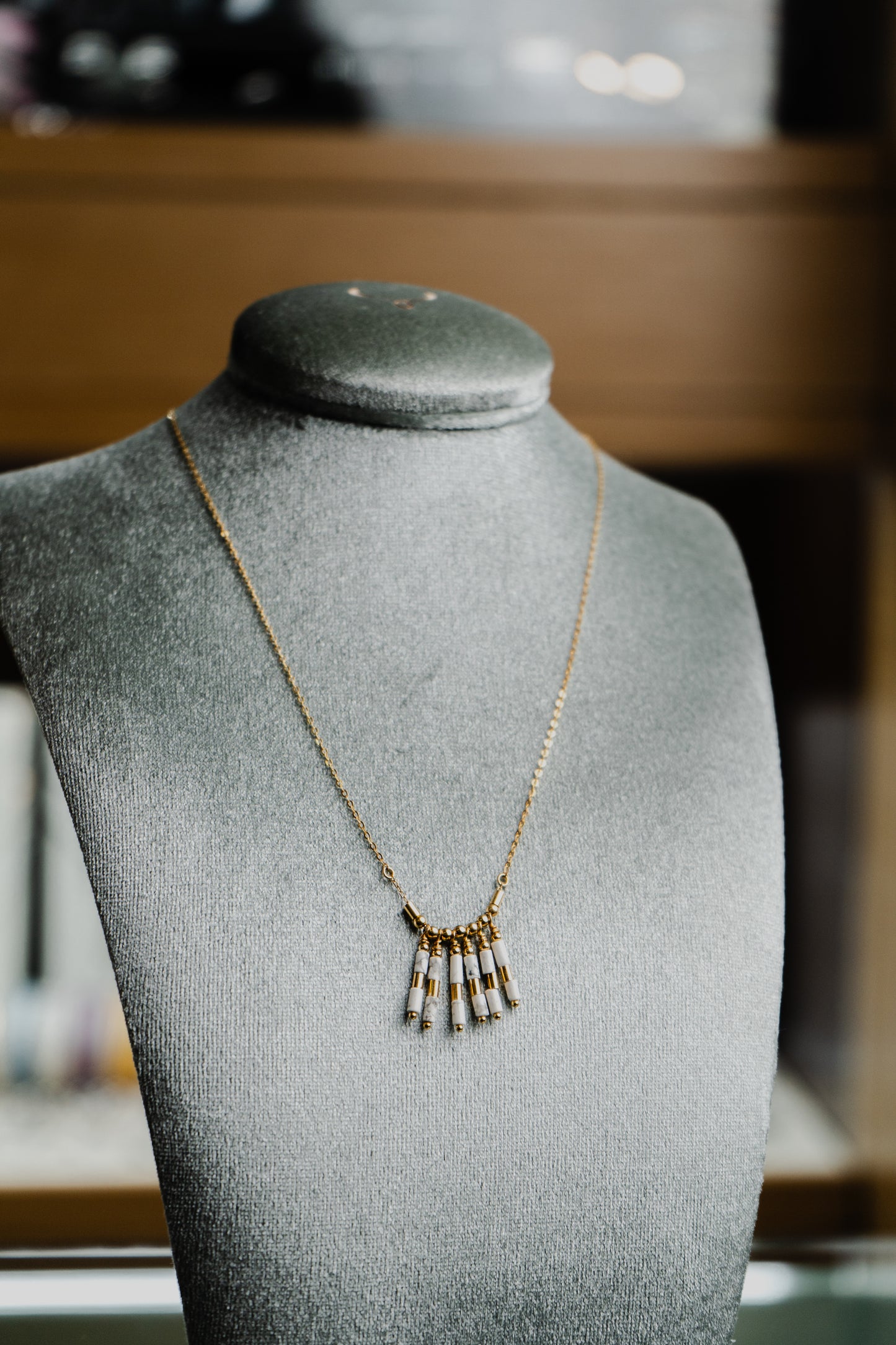 Collana Maman et sophie in argento con placcatura in oro, aulite bianca