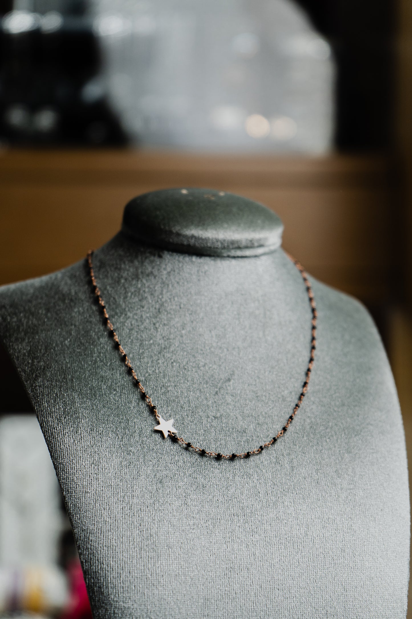 Collana Maman et Sophie in argento placcato in oro rosa e spinello nero