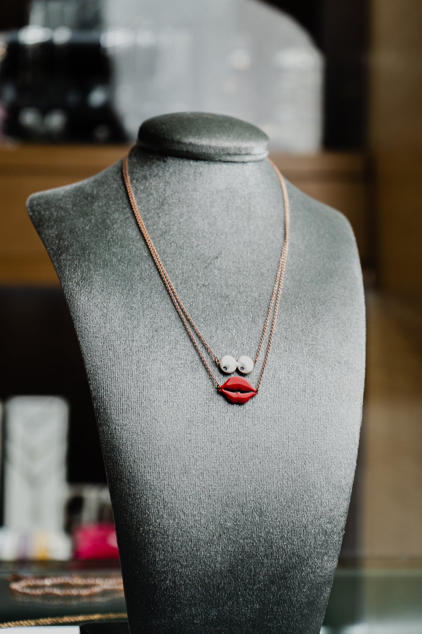 Collana Maman et Sophie in argento con bocca e occhi