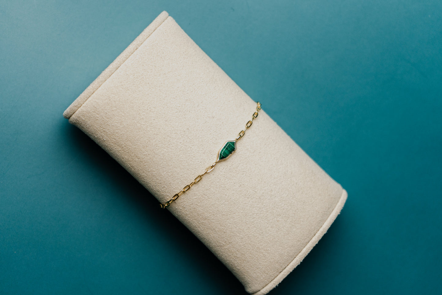 Bracciale Ania Haie a catena in argento con pietra malachite