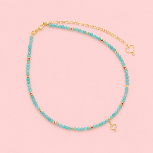 Collana Maman et Sophie con pietra di amazzonite