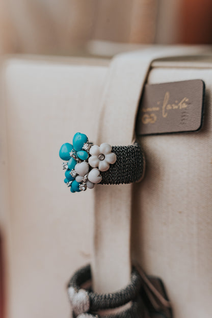 Anello Gianni Carità in oro con turchese e agata bianca