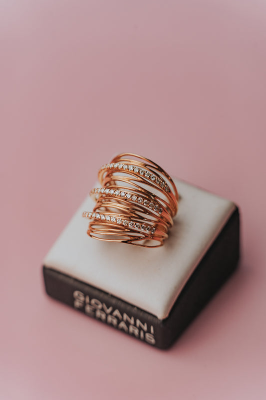 Anello Giovanni Ferraris in oro rosa e diamanti