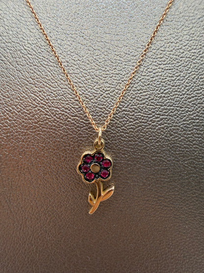 Collana MyCharm con fiore e rubini