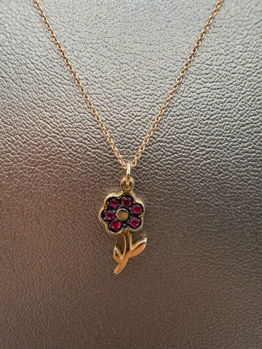 Collana MyCharm con fiore e rubini