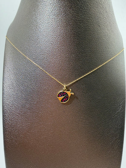 Collana MyCharm in oro con ciondolo coccinella con rubini