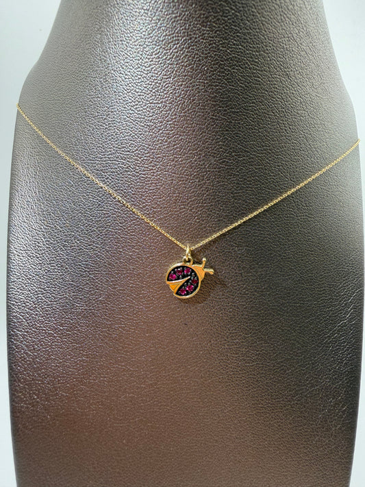 Collana MyCharm in oro con ciondolo coccinella con rubini