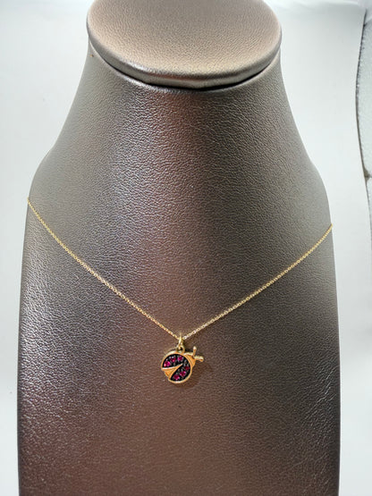 Collana MyCharm in oro con ciondolo coccinella con rubini
