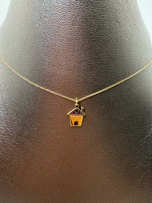 Collana MyCharm in oro con ciondolo casa con rubini