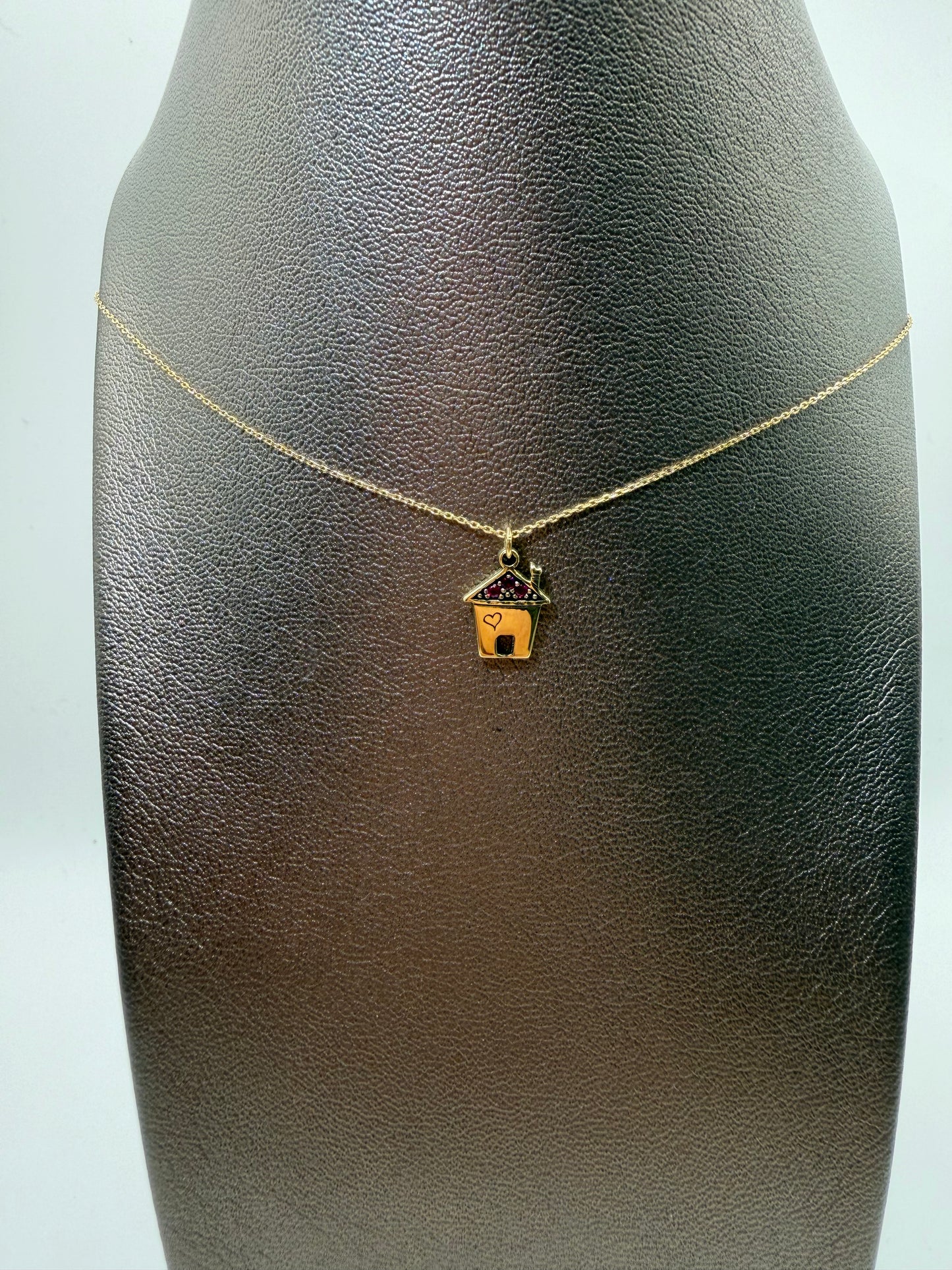 Collana MyCharm in oro con ciondolo casa con rubini