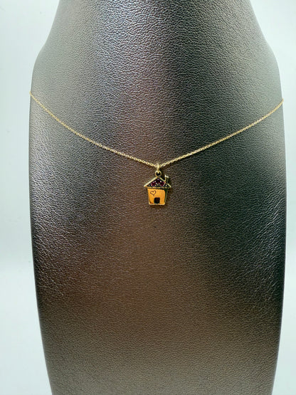 Collana MyCharm in oro con ciondolo casa con rubini