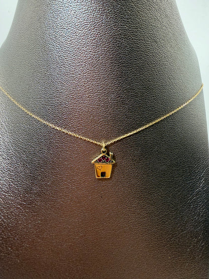 Collana MyCharm in oro con ciondolo casa con rubini