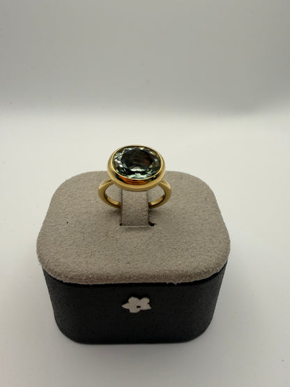 Anello Fiore in oro e Prasiolite