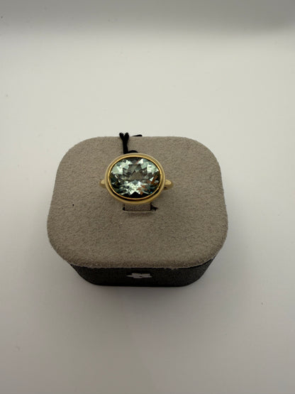 Anello Fiore in oro e Prasiolite