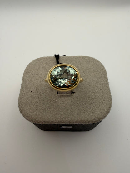 Anello Fiore in oro e Prasiolite