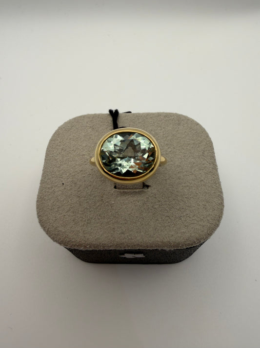 Anello Fiore in oro e Prasiolite
