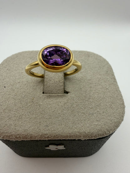 Anello Fiore in oro e Ametista