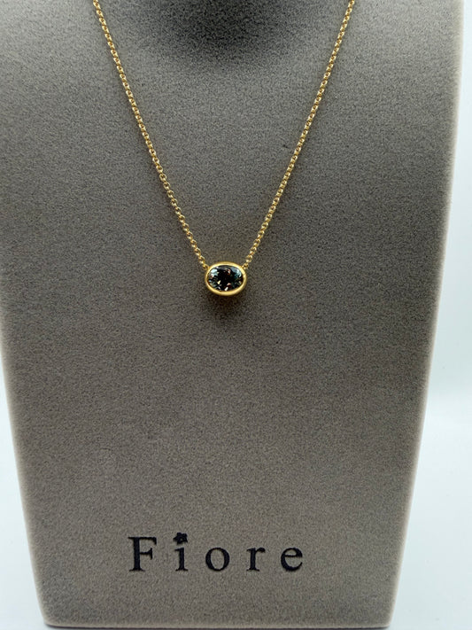 Collana Fiore in oro e Prasiolite