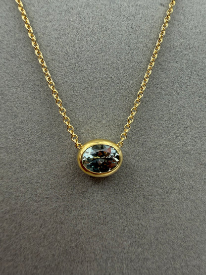 Collana Fiore in oro e Prasiolite