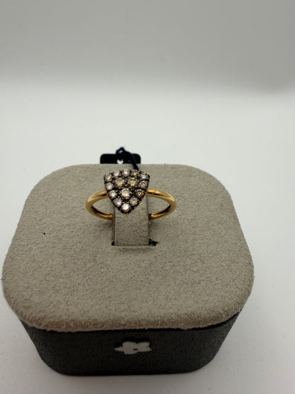 Anello Fiore in oro giallo e diamanti brown