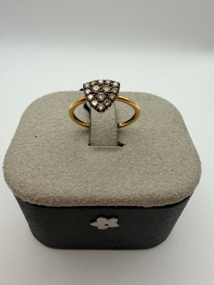 Anello Fiore in oro giallo e diamanti brown