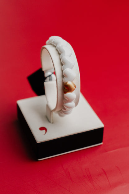 Bracciale Roberto Demeglio in ceramica bianca e oro rosa