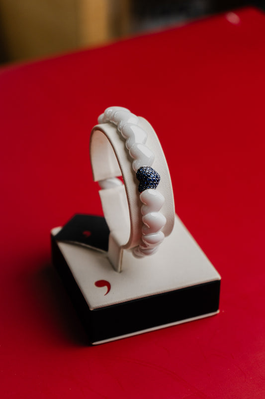 Bracciale Roberto Demeglio in ceramica con cuore e zaffiri