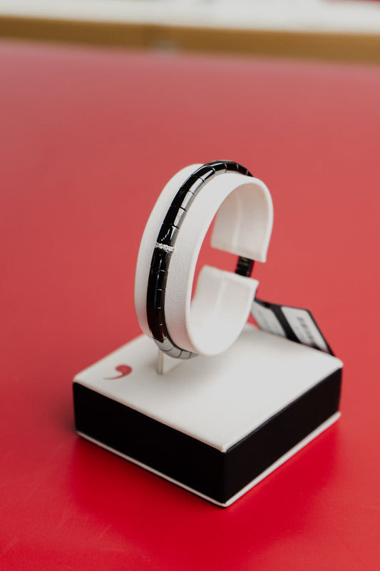 Bracciale Roberto Demeglio in ceramica, oro bianco e diamanti bianchi