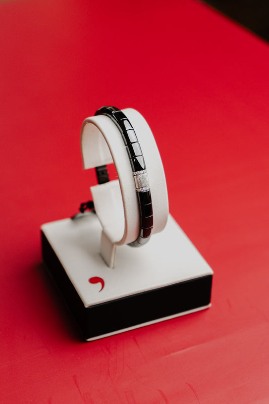 Bracciale Roberto Demeglio in ceramica, oro bianco e diamanti bianchi