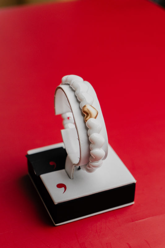 Bracciale Roberto Demeglio in ceramica bianca e oro rosa