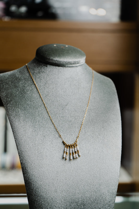 Collana Maman et sophie in argento con placcatura in oro, aulite bianca