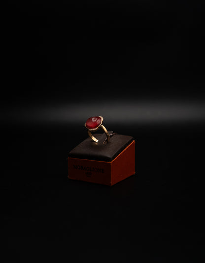 Anello Moraglione in oro rosa con doppietta e diamanti