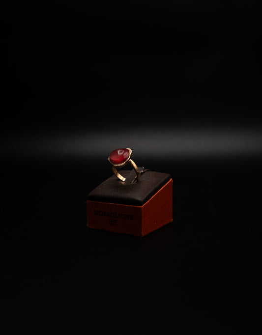 Anello Moraglione in oro rosa con doppietta e diamanti